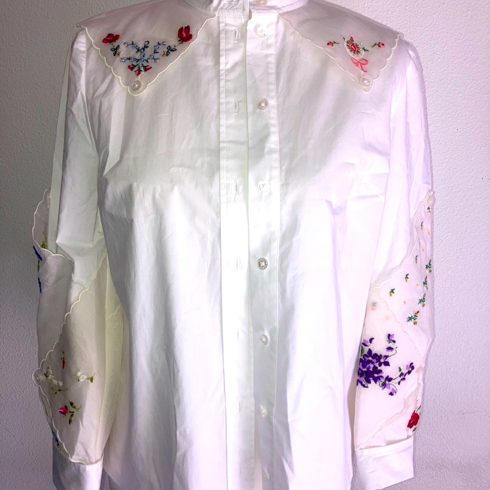 Tory Burch embroidery Flower Button up shirt